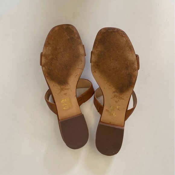 J. Crew || Hazel Leather Cutout Sandals Brown Tan 10 - Picture 5 of 8